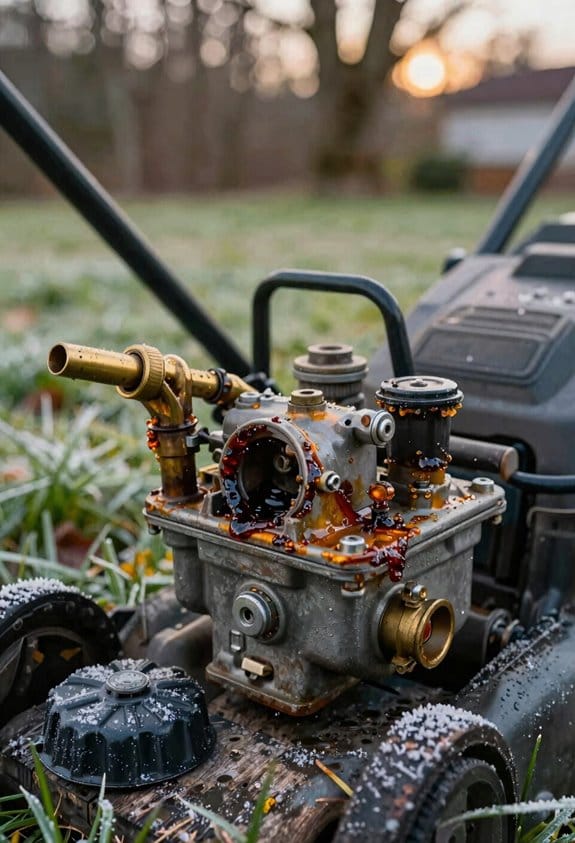 Why Storing a Gas Mower With a Full Tank Over Winter Causes Carburetor Problems 2 cold induced fuel oxidation varnish