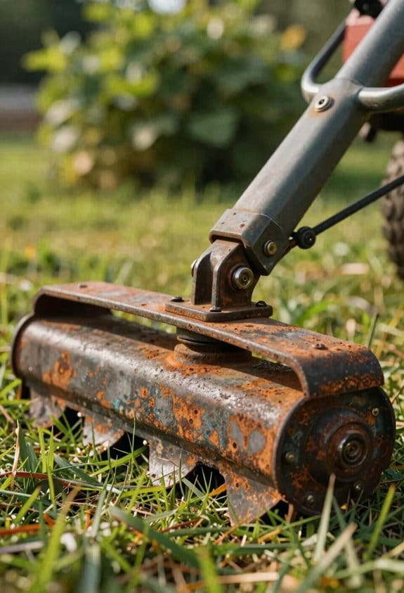 rust weakened mower deck vibration